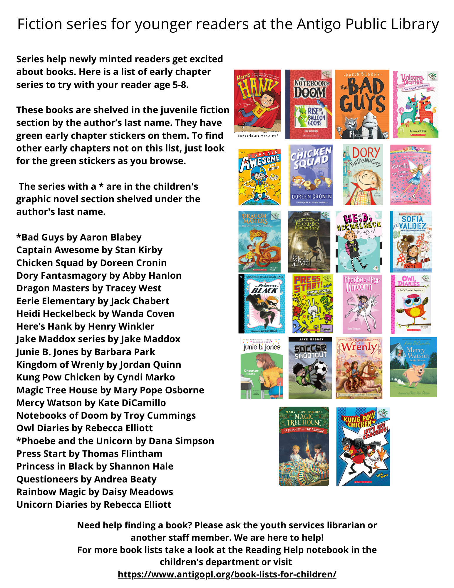 Book list with fiction for early readers