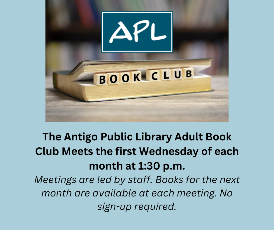 APL Adult Book Club Meets First Wednesday of the Month at 1:30 p.m.