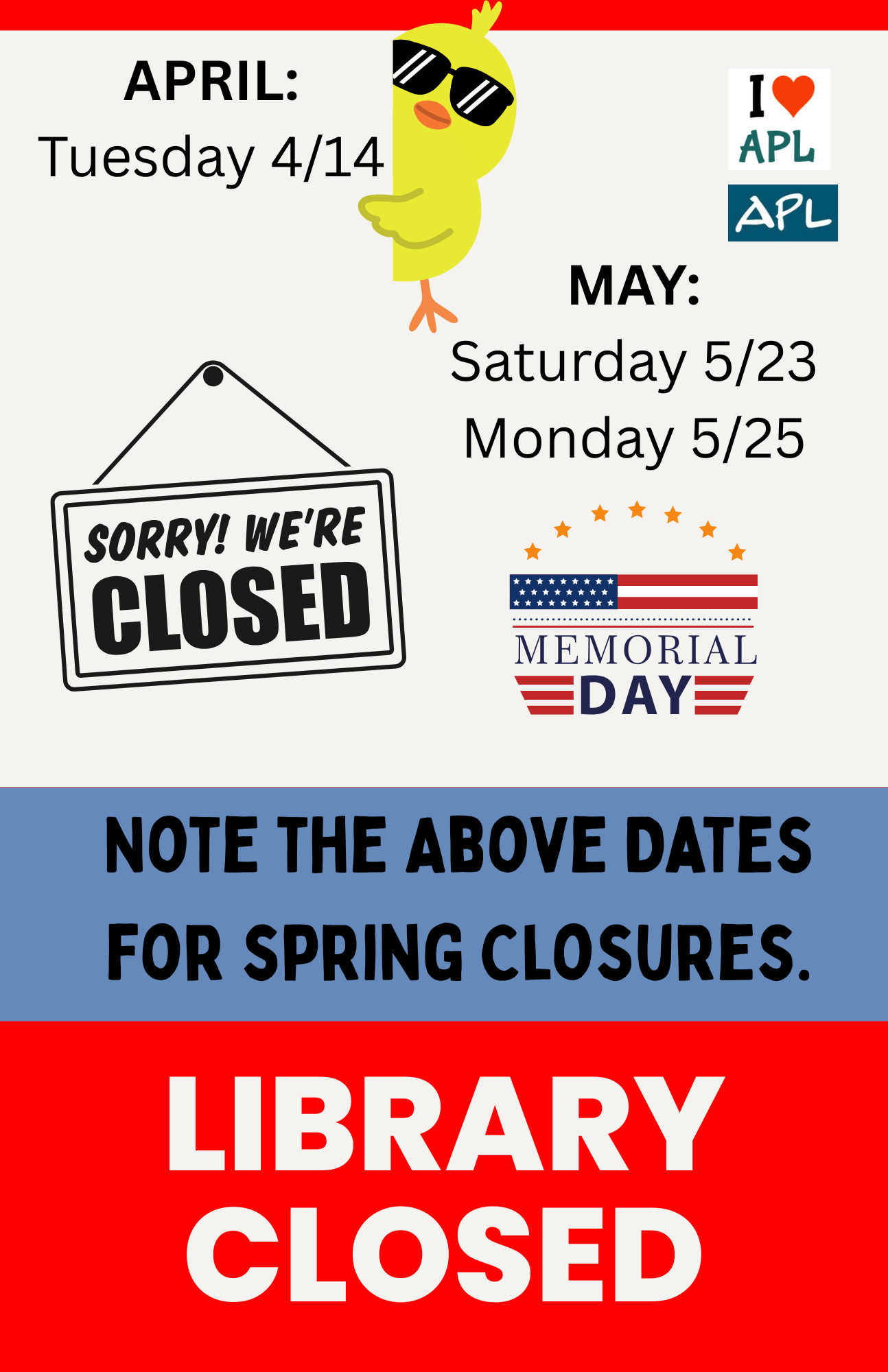 Spring Closure dates